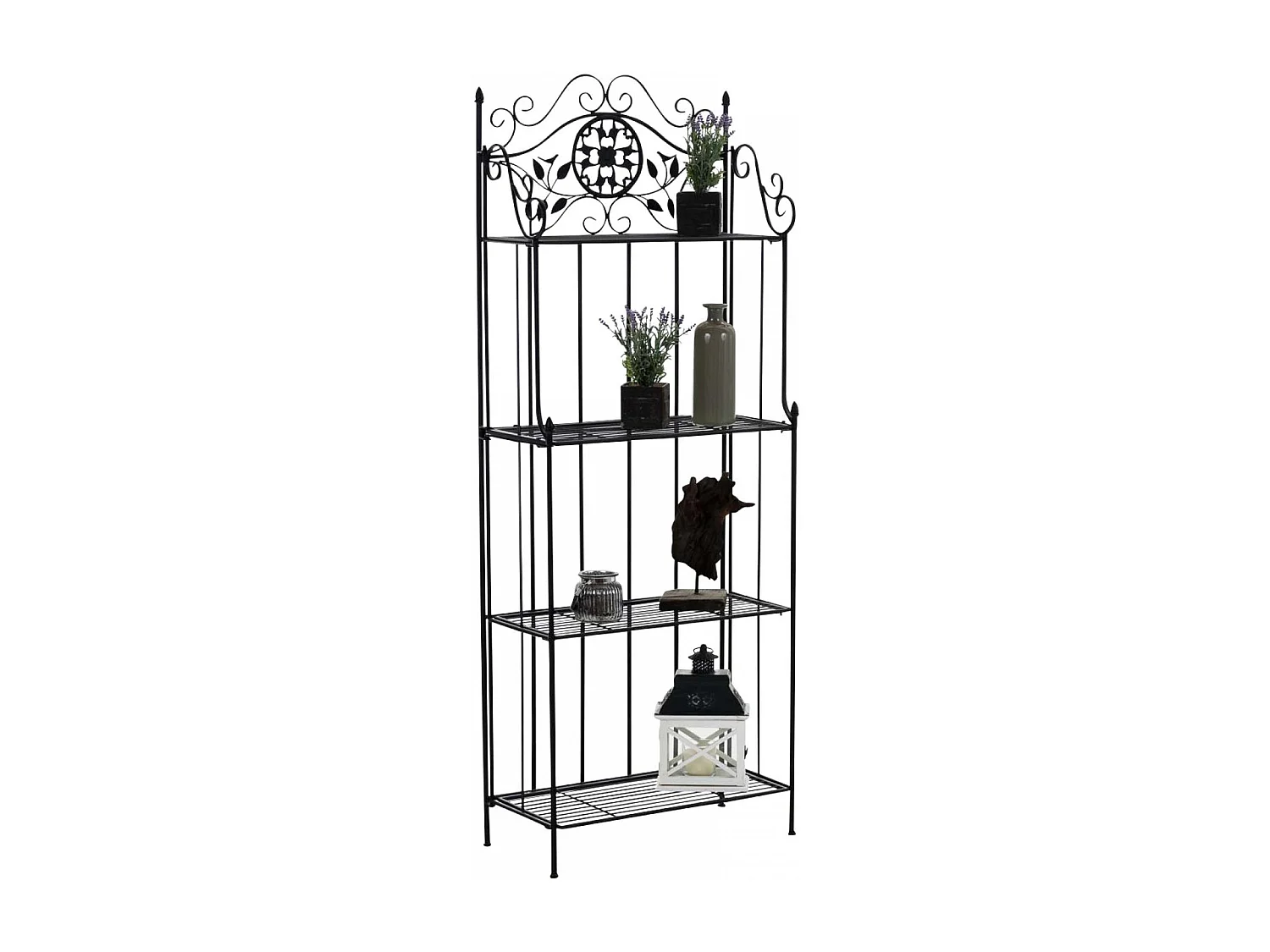 Standregal - Metall - 66 x 32 x 175cm - schwarz - Flora