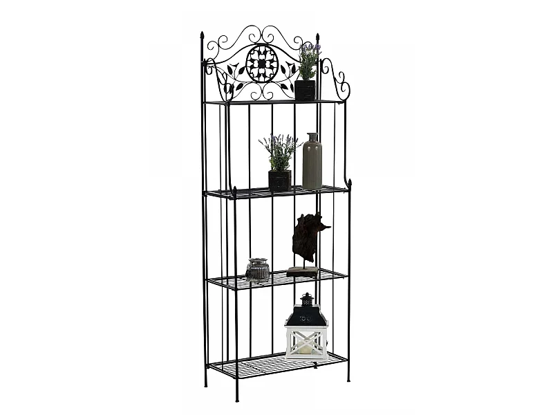 Étagères sur pied - Métal - 66 x 32 x 175cm - Noir - Flora