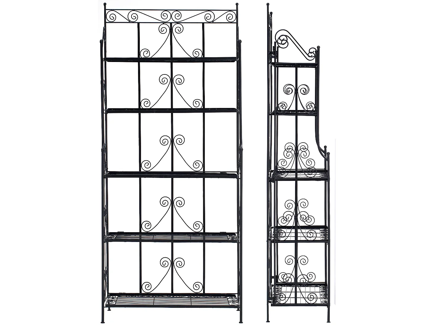 Étagères sur pied - Métal - 74.5 x 34.5 x 173cm - Noir - Ciara