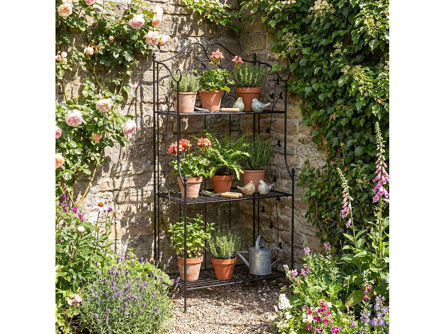 Étagères sur pied - Métal - 58 x 33 x 118cm - Noir - Reus