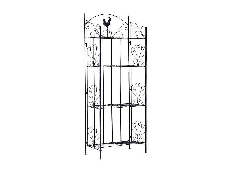 Étagères sur pied - Métal - 61.5 x 33 x 153cm - Noir - Mia