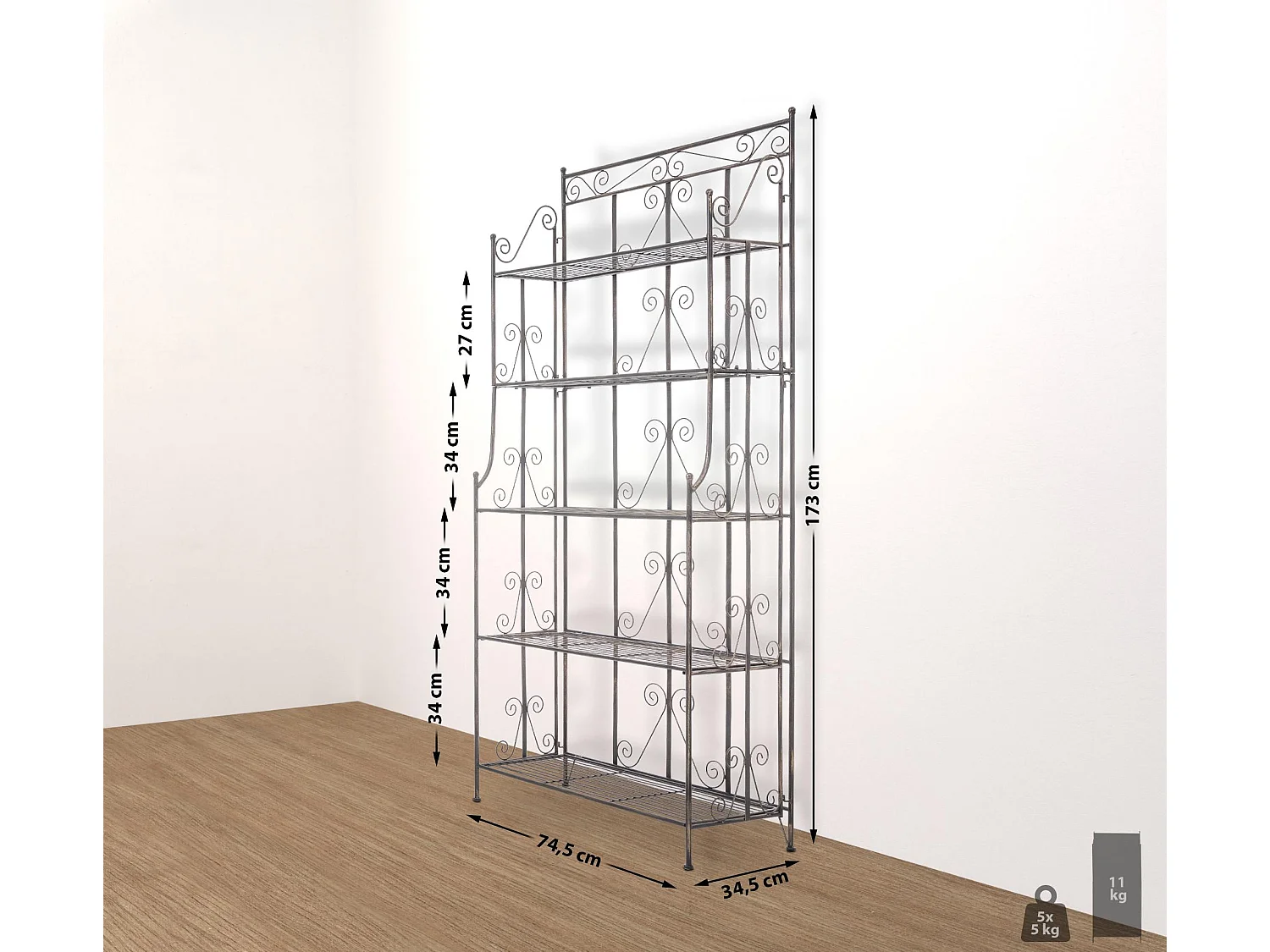 Staande plank - Metaal - 74.5 x 34.5 x 173cm - bronzen - Ciara