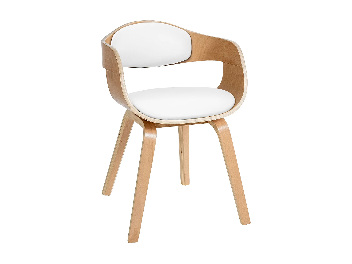 Stoel met armleuningen - Kunstleer - natura/wit - Kingston