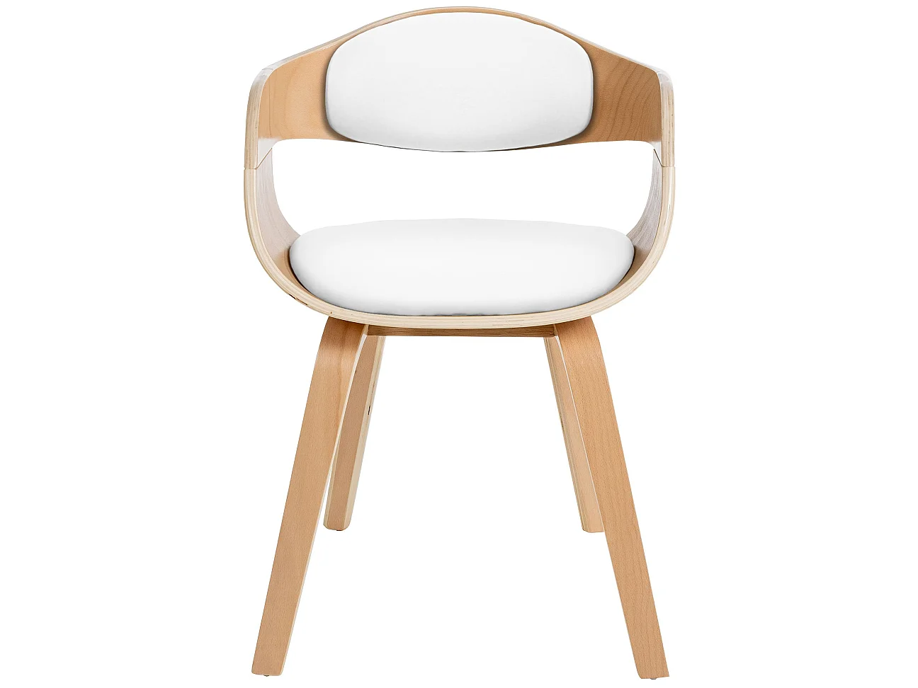 chaises avec accoudoirs - Similicuir & Acier inoxydable - Nature / Blanc - Kingston