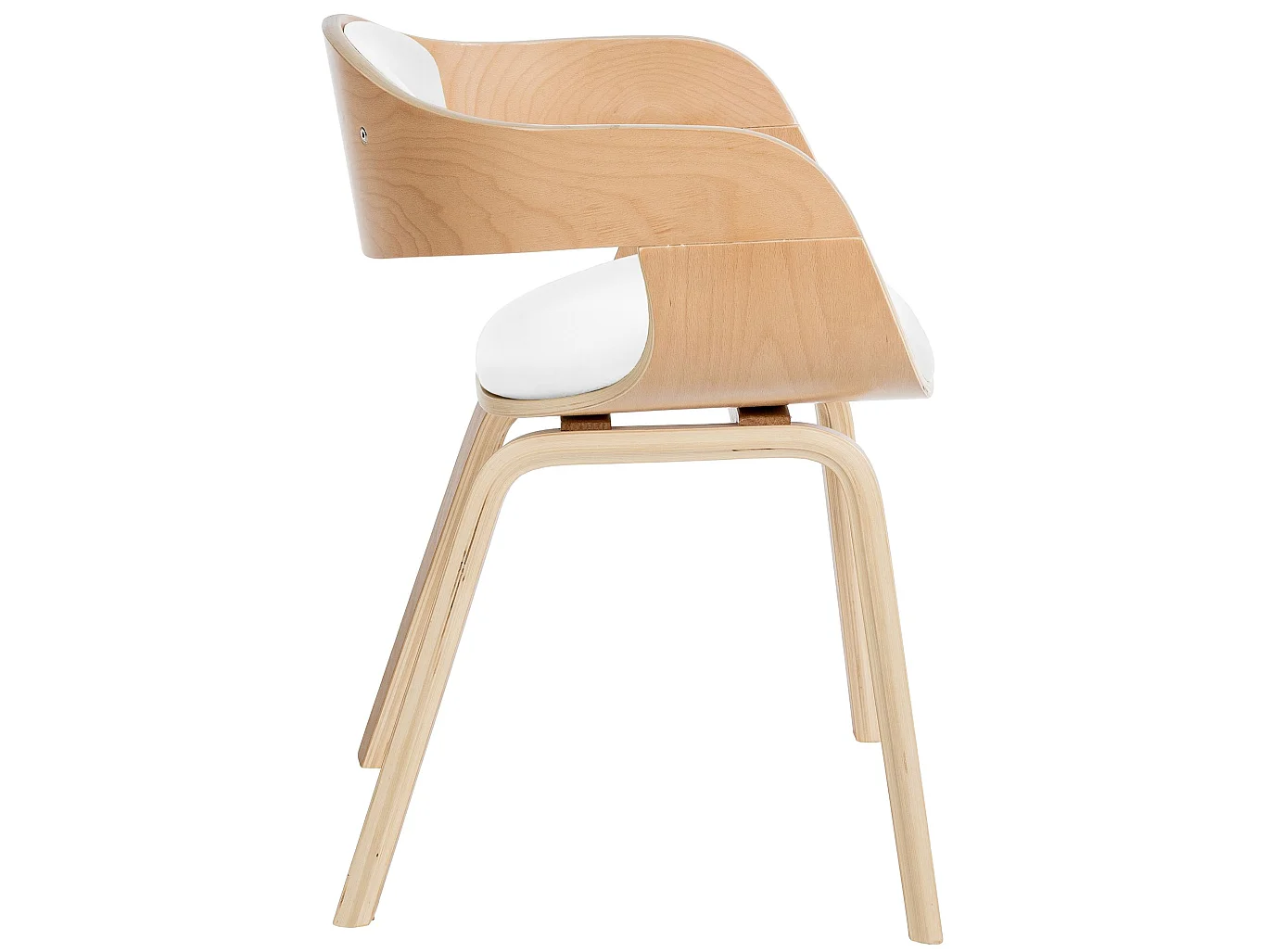 chaises avec accoudoirs - Similicuir & Acier inoxydable - Nature / Blanc - Kingston