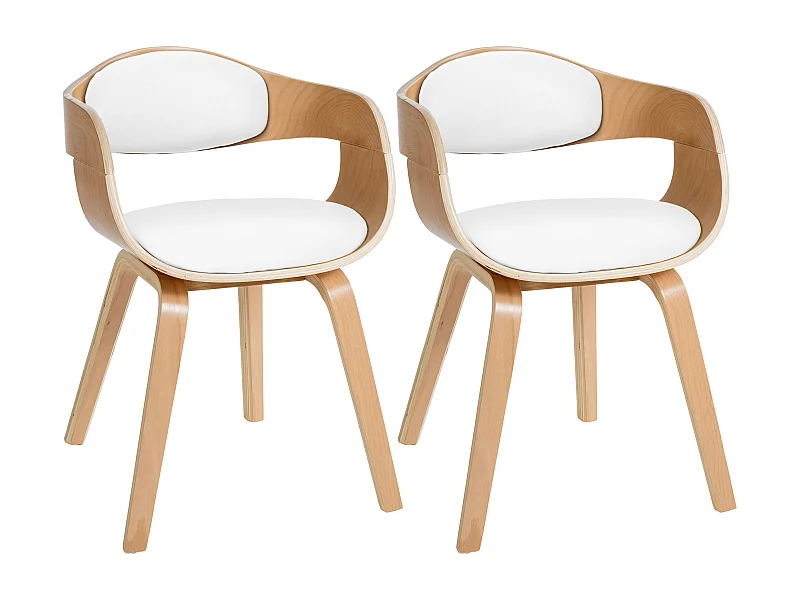 2er Set Stuhl mit Armlehnen - Kunstleder - natura/weiß - Kingston