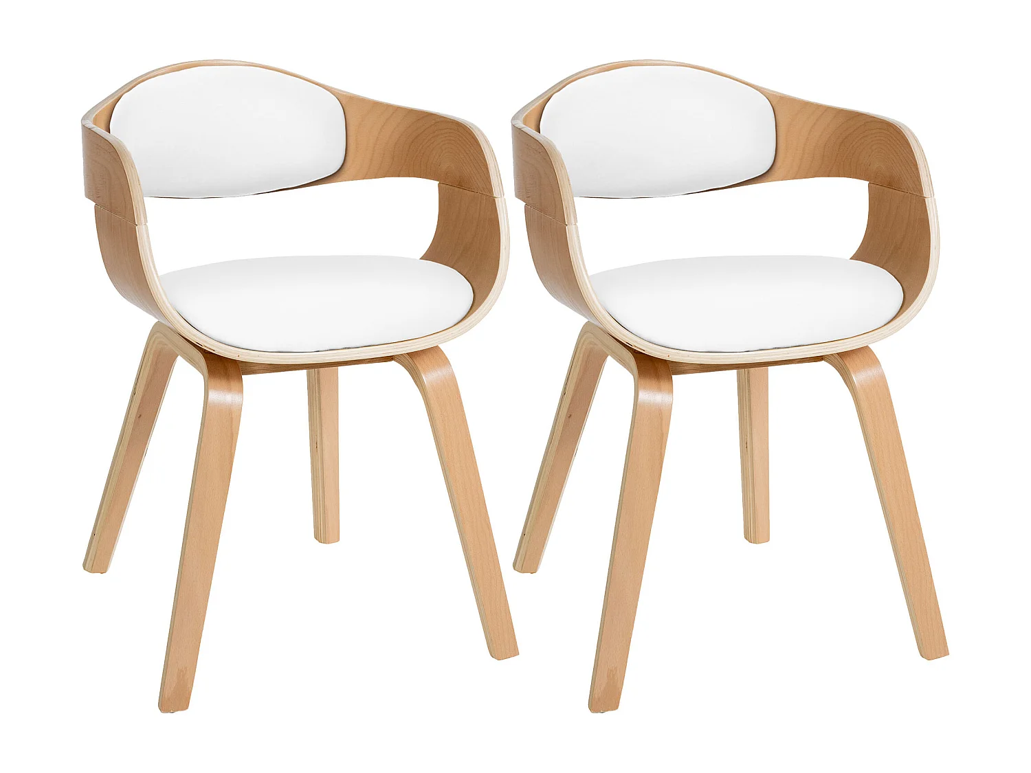 Lot de 2  chaises avec accoudoirs - Similicuir - Nature / Blanc - Kingston