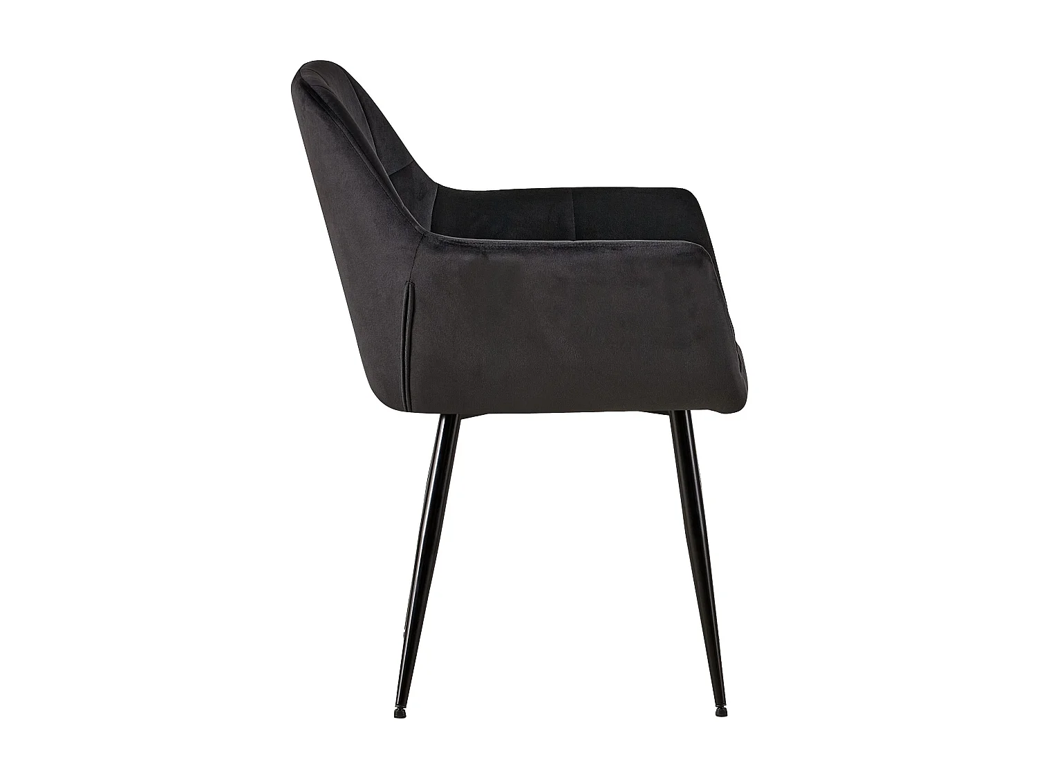 Lot de 4  chaises avec accoudoirs - Velours - Noir - Emia