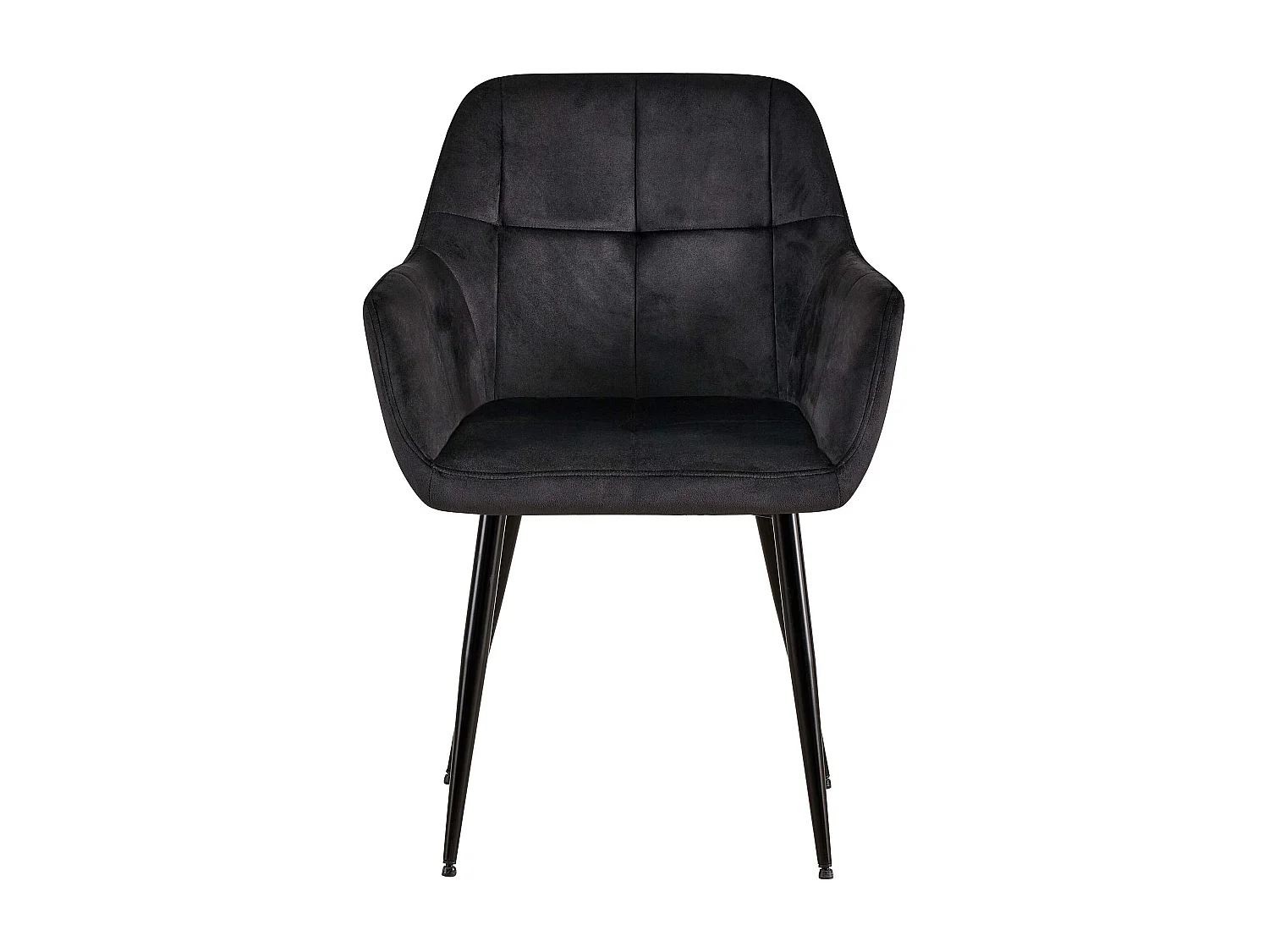 Lot de 4  chaises avec accoudoirs - Velours - Noir - Emia