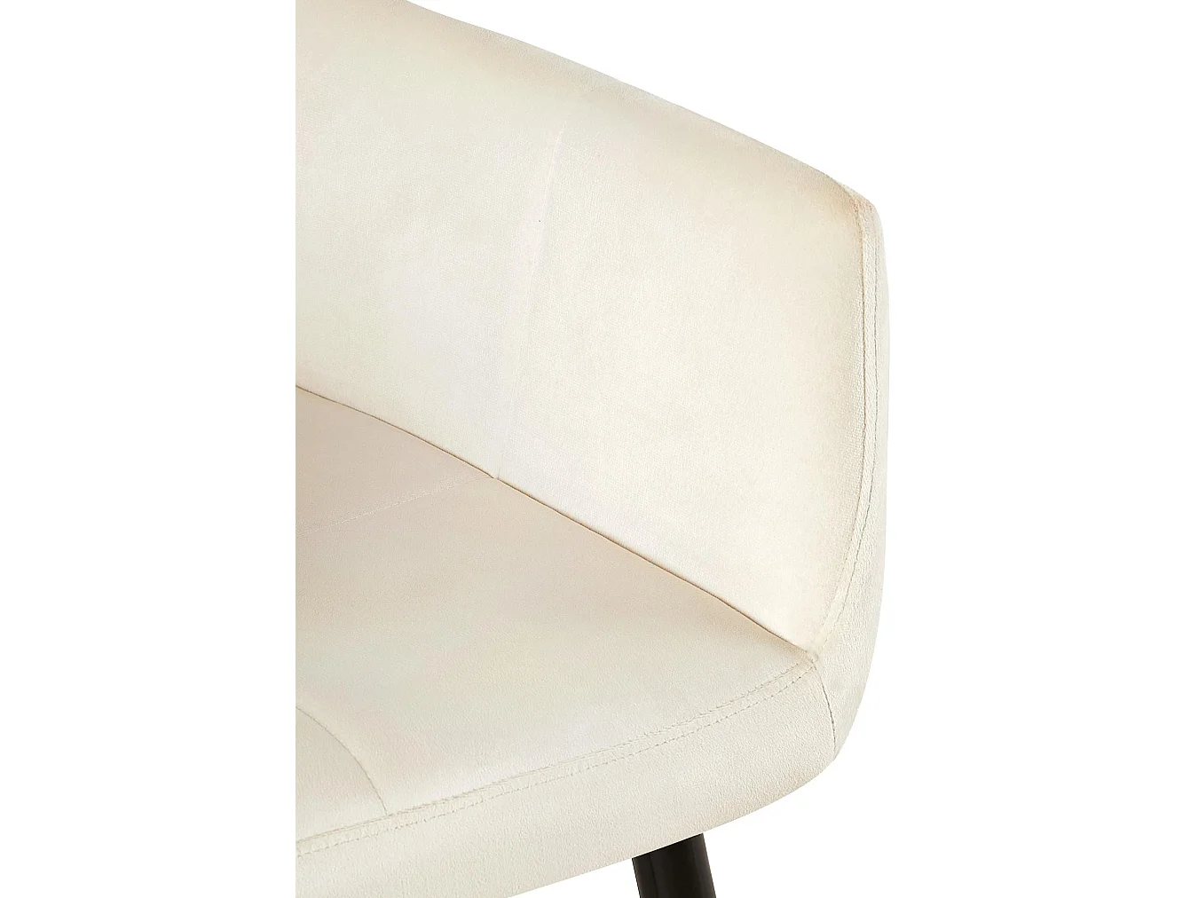 Lot de 4  chaises avec accoudoirs - Velours - Crème - Emia