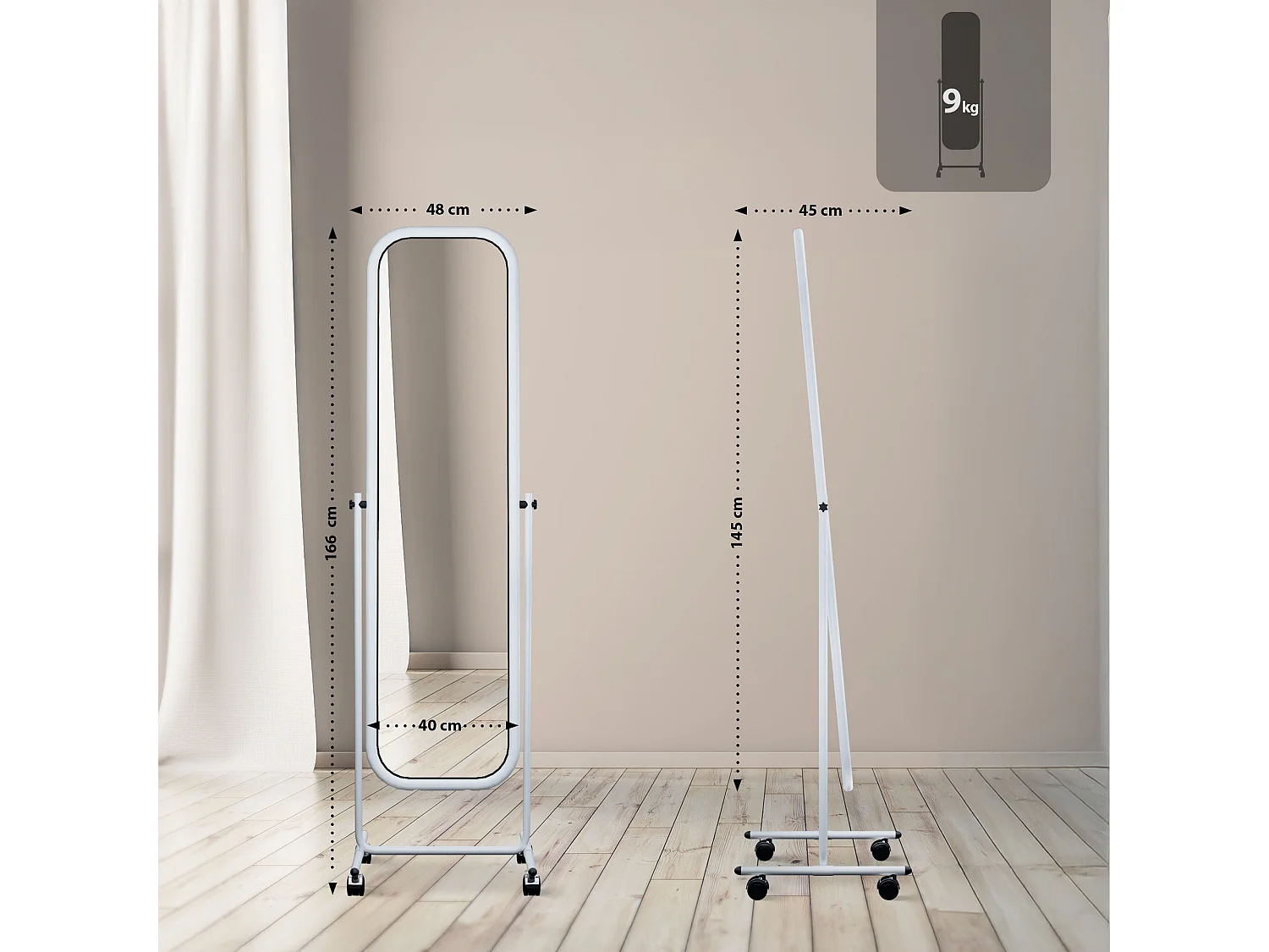 Miroir sur pieds - Métal - Blanc - Medusa