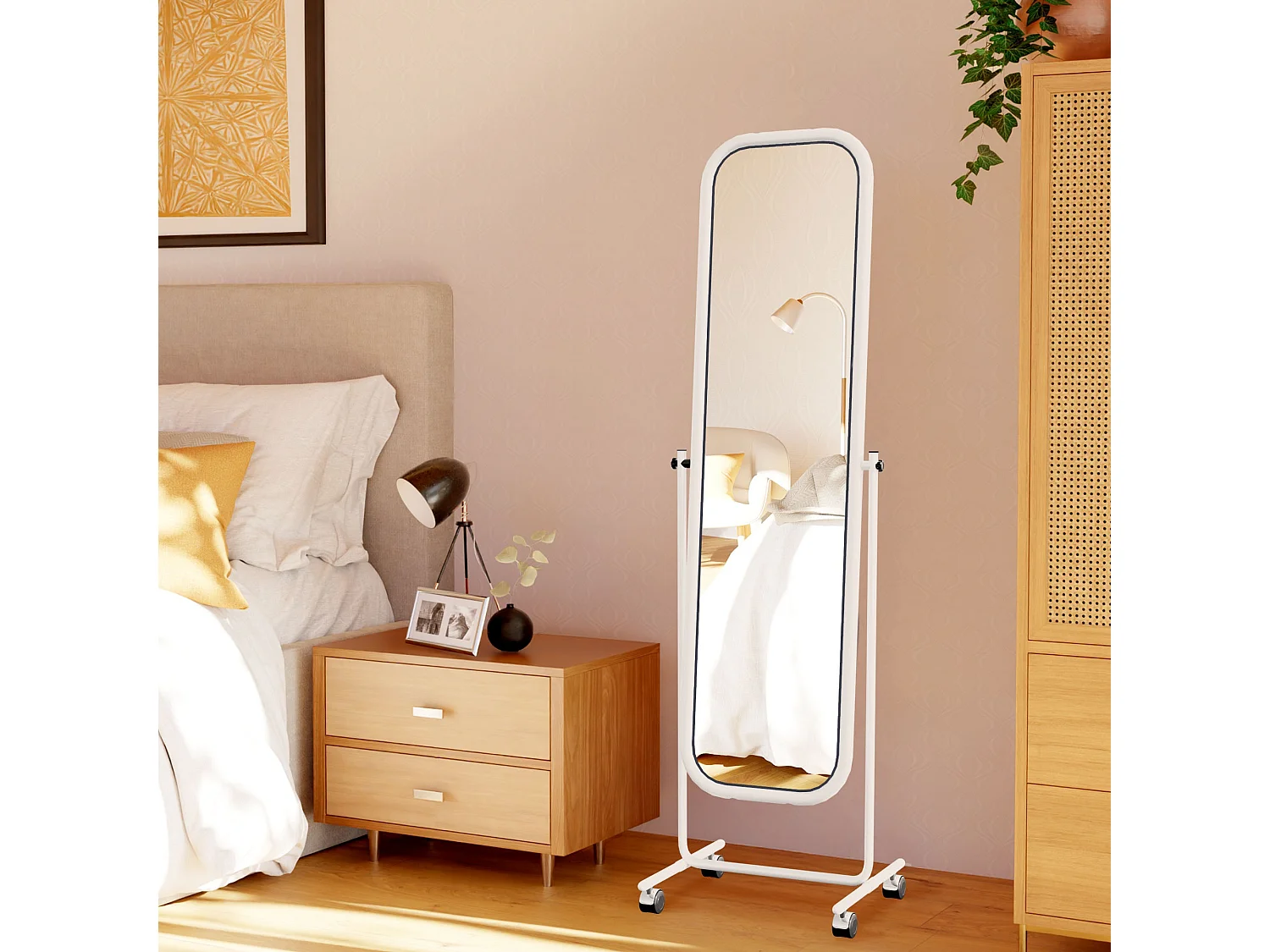 Miroir sur pieds - Métal - Blanc - Medusa