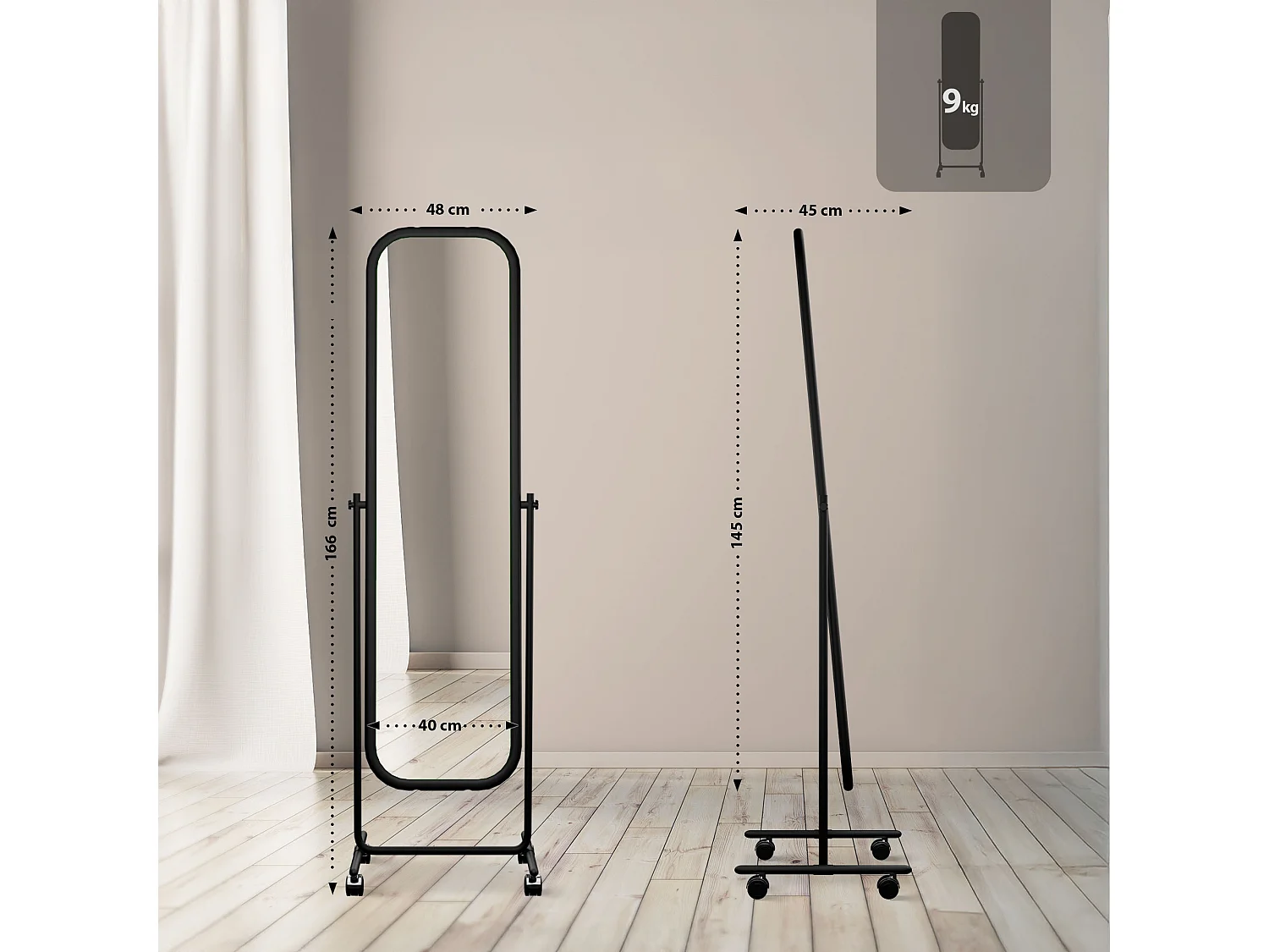 Miroir sur pieds - Métal - Noir - Medusa