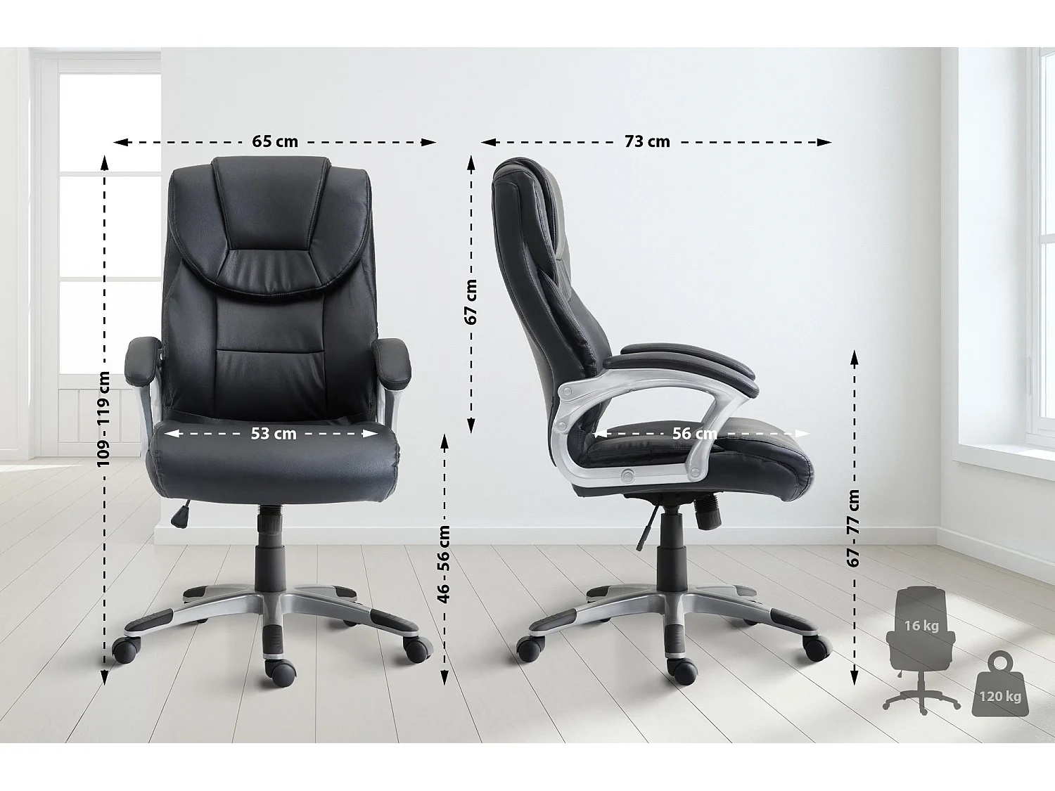 Chaise de bureau - Similicuir & Nature - Noir - Texas V2