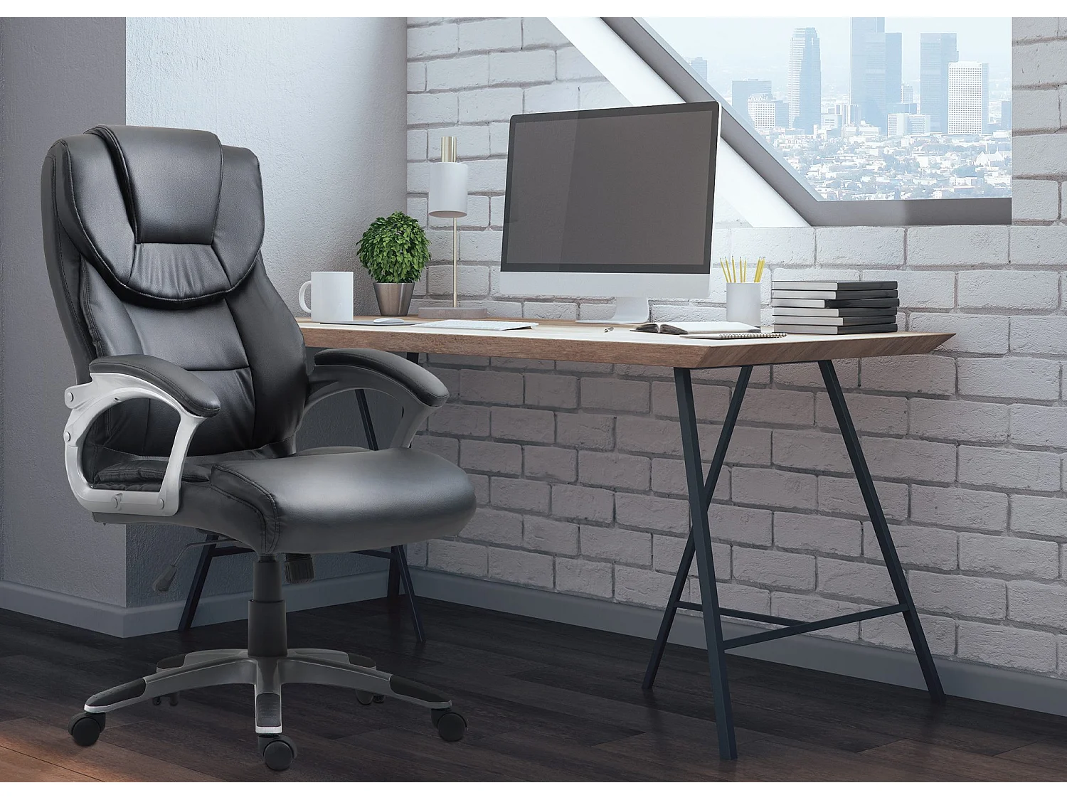 Chaise de bureau - Similicuir & Nature - Noir - Texas V2