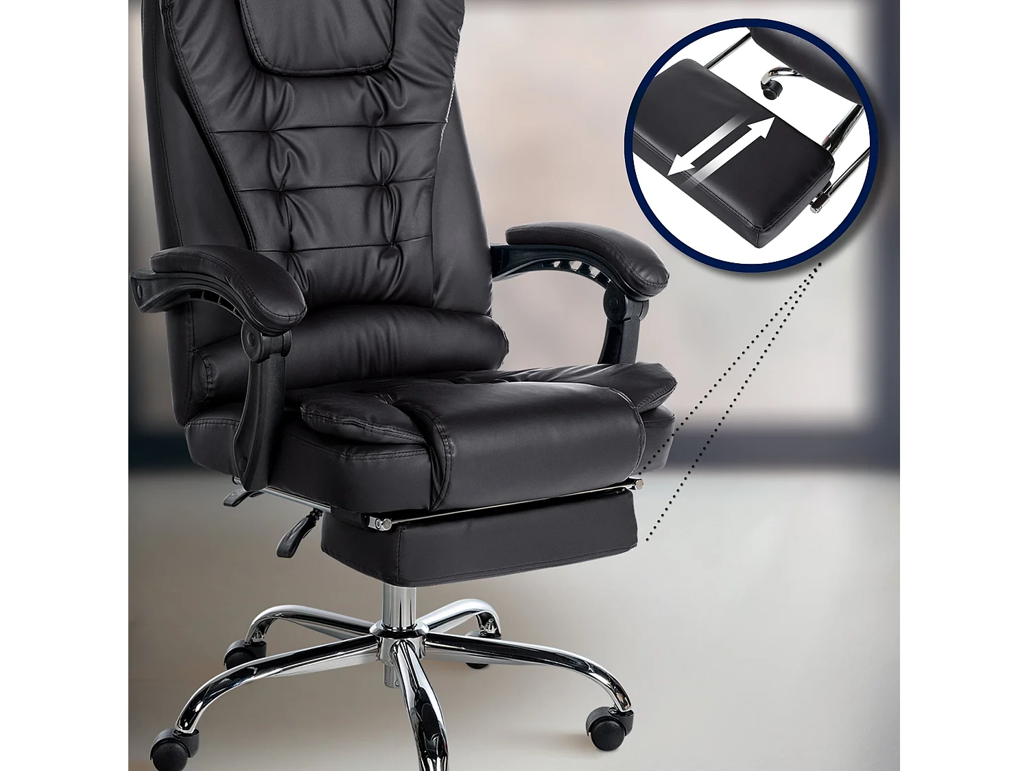 Chaise de bureau - Similicuir - Noir - Oxygen