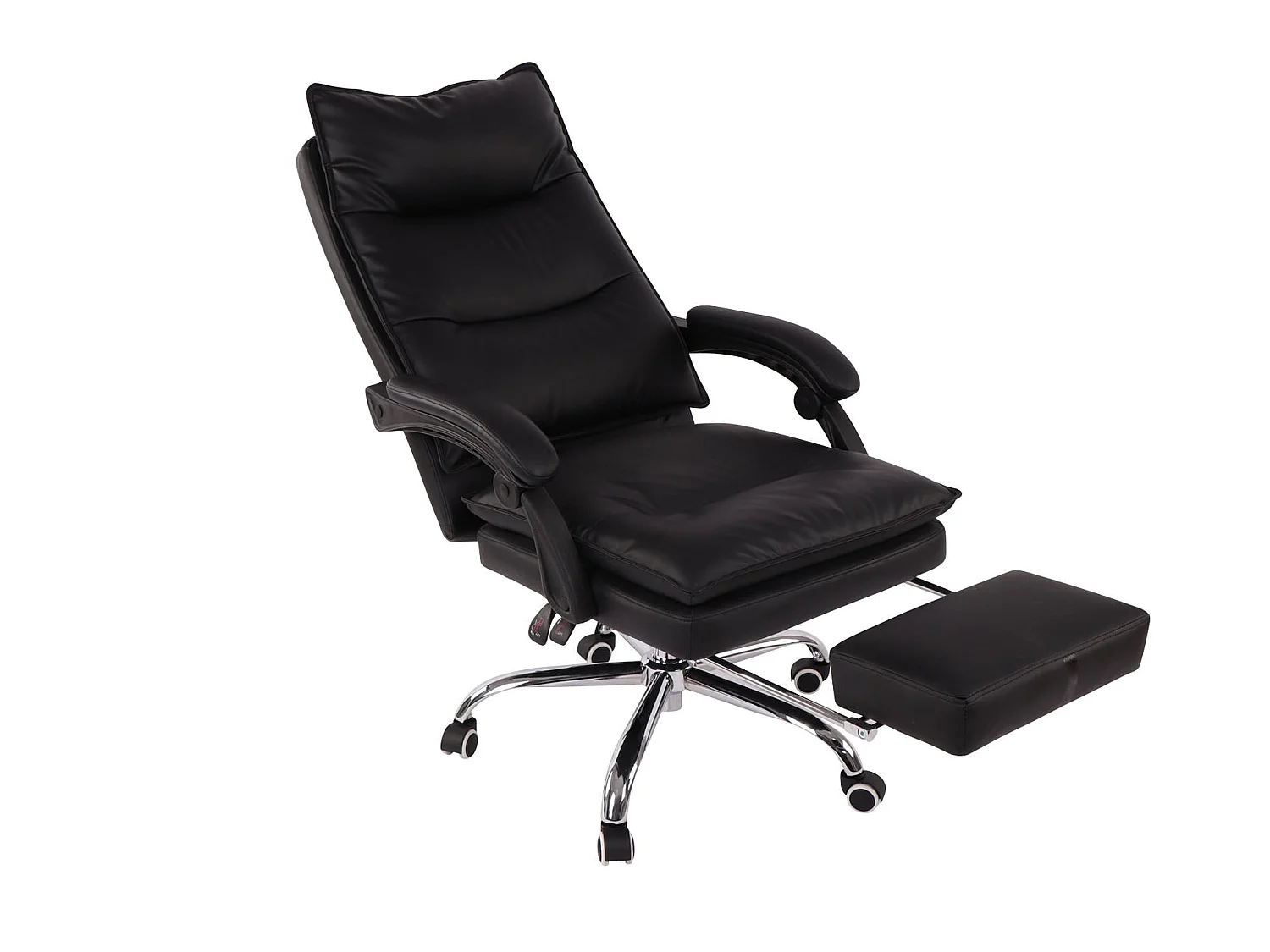 Chaise de bureau - Similicuir & Métal chromé - Noir - Power