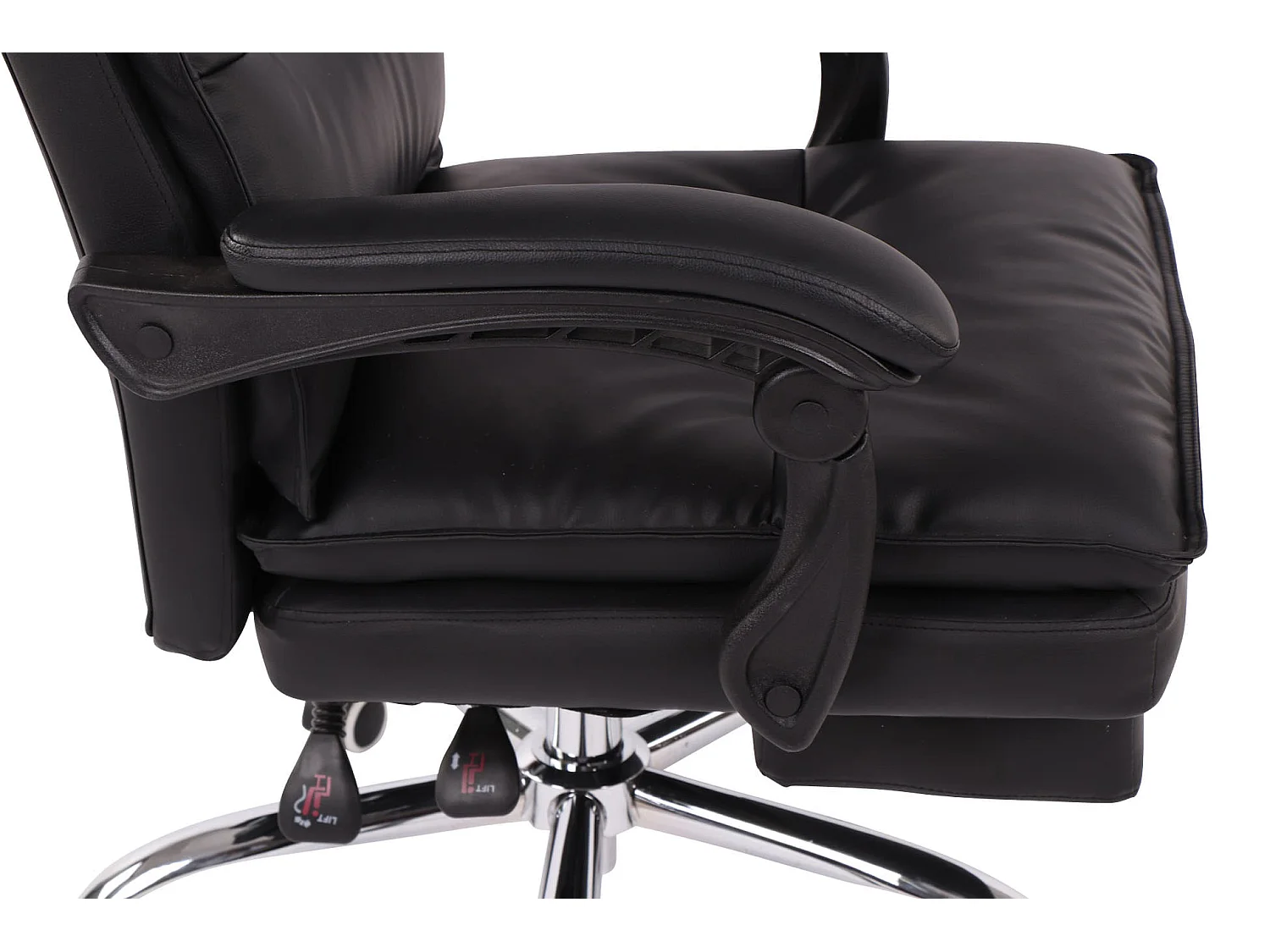 Chaise de bureau - Similicuir & Métal chromé - Noir - Power