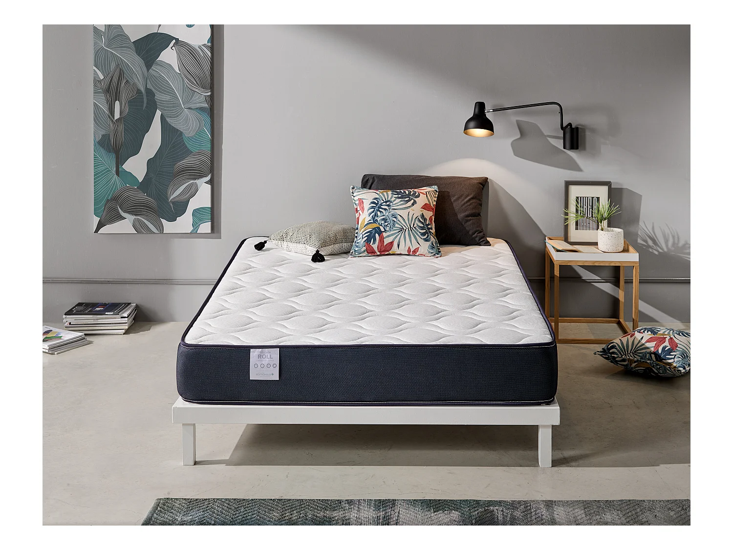 Colchón viscoelástico reversible  120x180 cm ViscoRoll - Altura +/- 20 cm - Firmeza Media/Alta - Doble cara - Viscoelástica de alta densidad - Núcleo Espuma HR