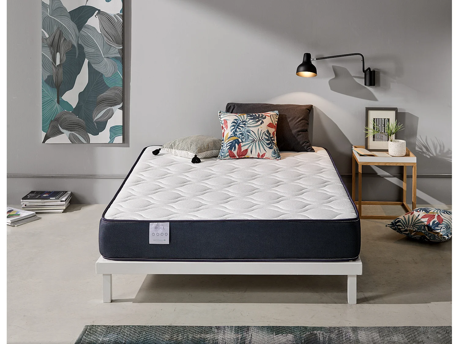 Colchón viscoelástico reversible  105x200 cm ViscoRoll - Altura +/- 20 cm - Firmeza Media/Alta - Doble cara - Viscoelástica de alta densidad - Núcleo Espuma HR