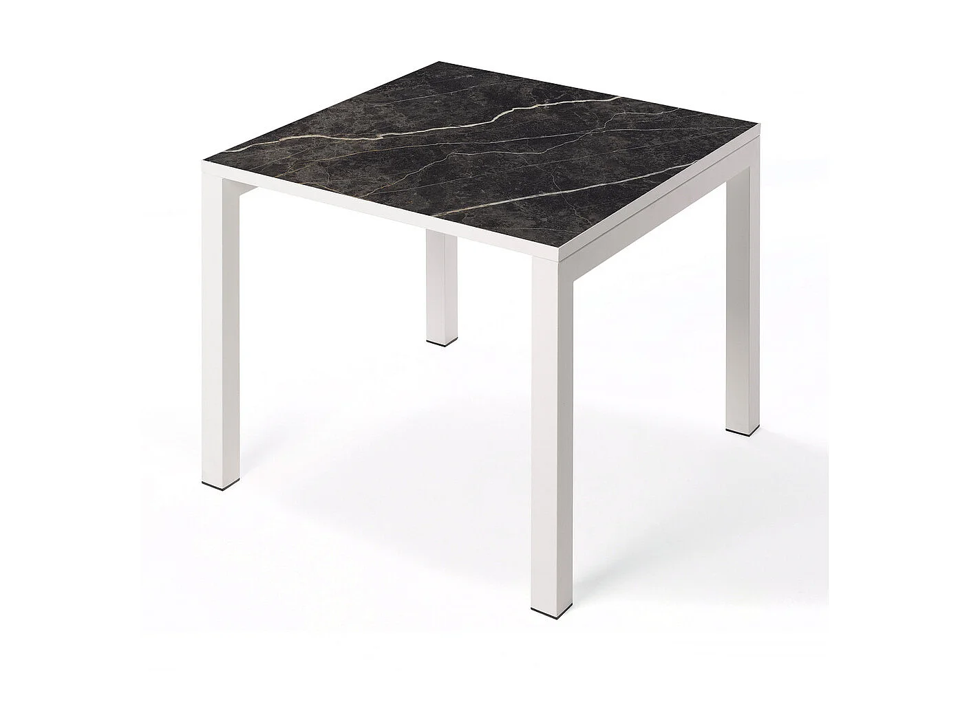 Mesa Cerámica Luxury Black Matt 90x90x75cm Blanca, apta para interior y exterior, superficie porcelánica y estructura de acero SmarTile