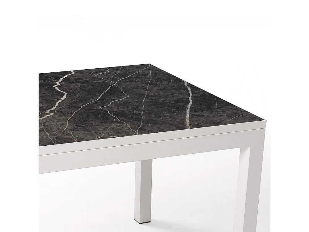 Mesa Cerámica Luxury Black Matt 90x90x75cm Blanca, apta para interior y exterior, superficie porcelánica y estructura de acero SmarTile