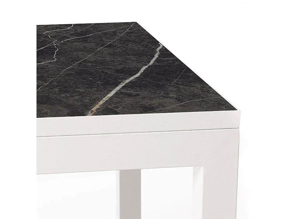 Mesa Cerámica Luxury Black Matt 90x90x75cm Blanca, apta para interior y exterior, superficie porcelánica y estructura de acero SmarTile