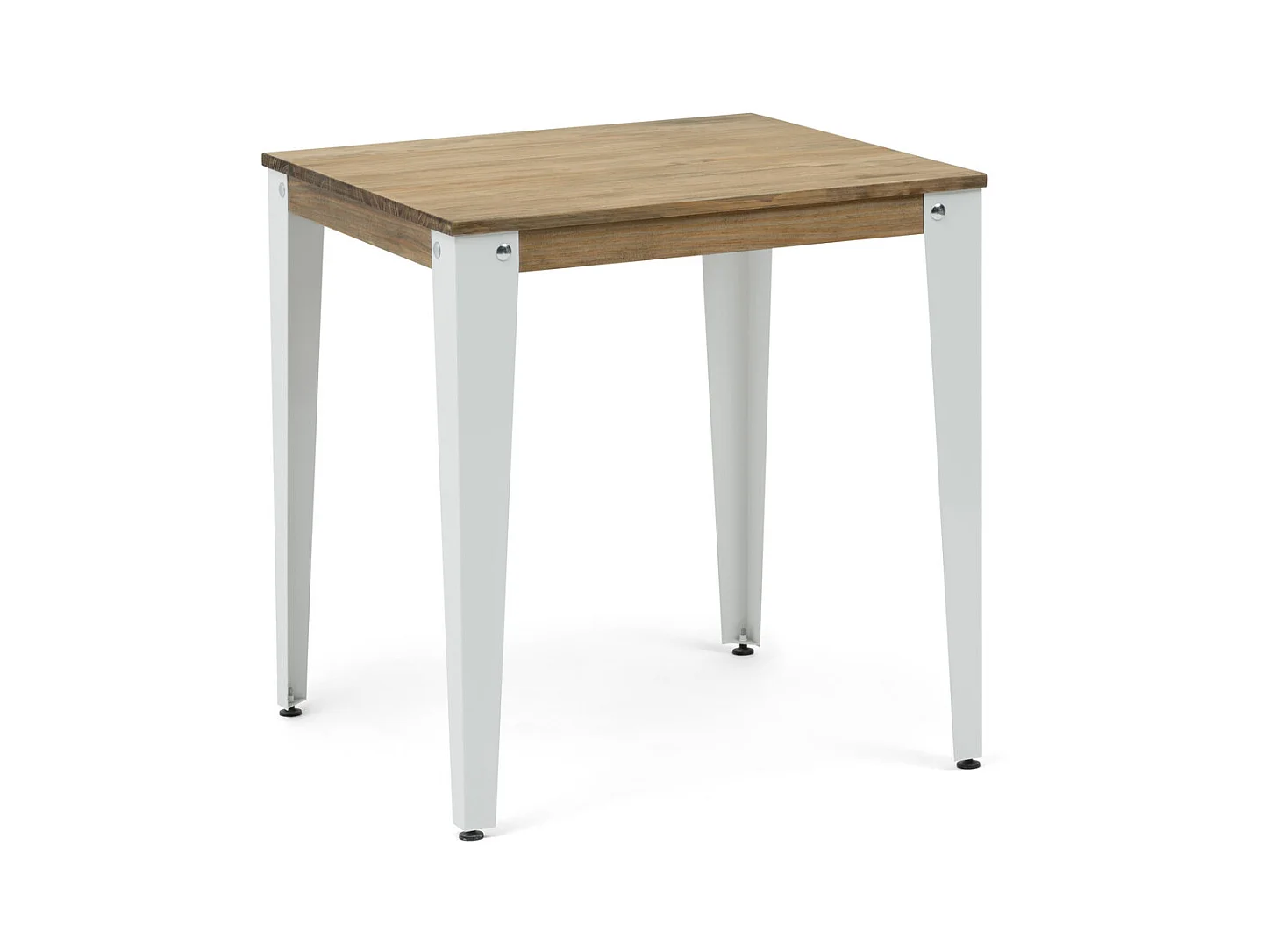 Lunds Quadratischer Esstisch 59x59x75cm  Weiß, Massives Kiefernholz mit Antik-Effekt- Finish, Industriestil, Box Furniture