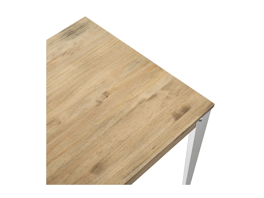 Lunds Quadratischer Esstisch 59x59x75cm  Weiß, Massives Kiefernholz mit Antik-Effekt- Finish, Industriestil, Box Furniture