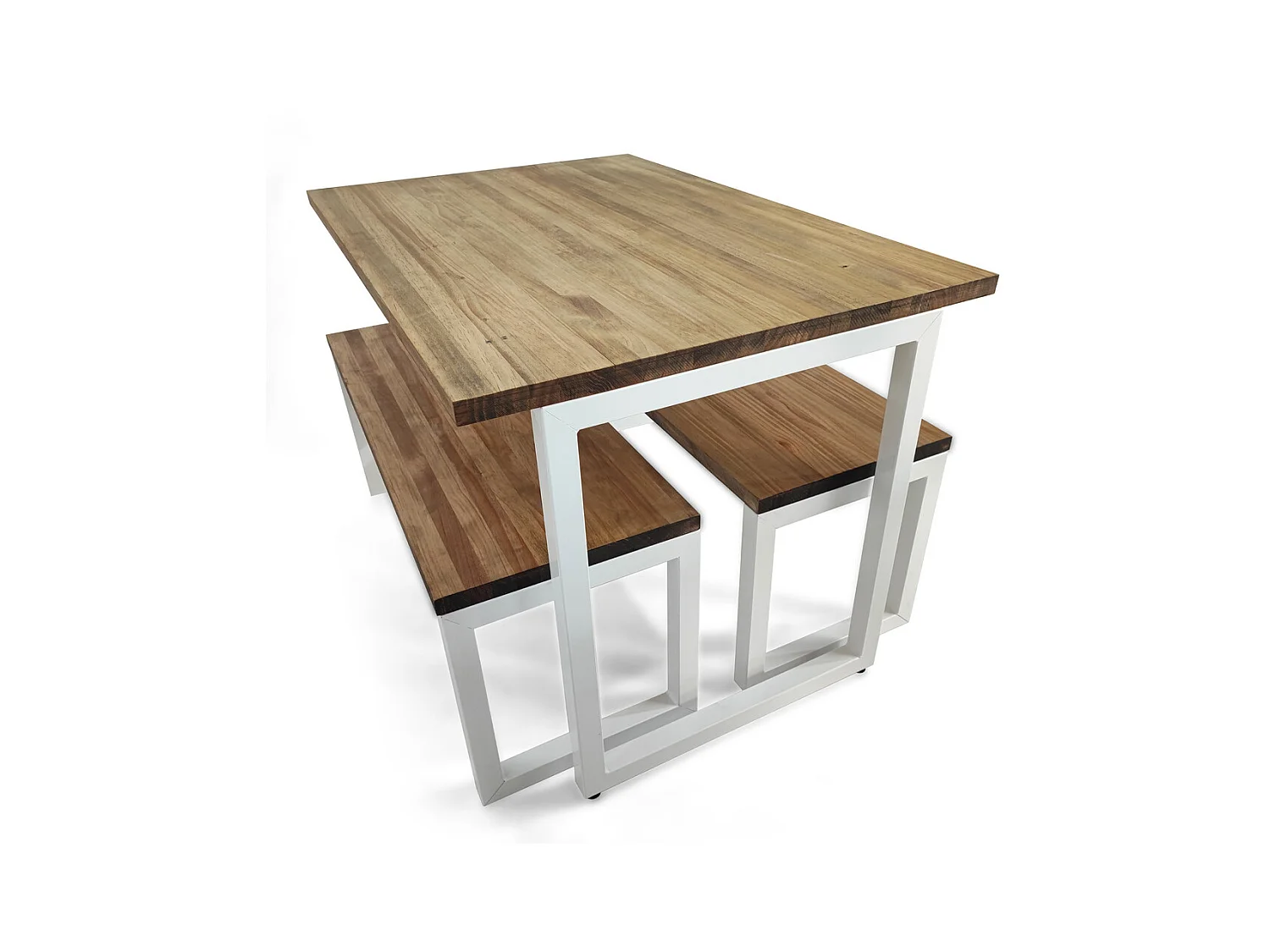 Ensemble table et bancs iCub Strong 80x120x73 cm Blanc Effect-Vintage