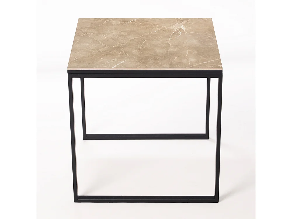 Mesa Cerámica Smart Noce 90x90x75cm Negra, apta para interior y exterior, superficie porcelánica y estructura de acero SmarTile