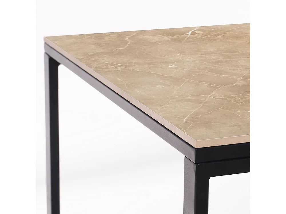 Mesa Cerámica Smart Noce 90x90x75cm Negra, apta para interior y exterior, superficie porcelánica y estructura de acero SmarTile