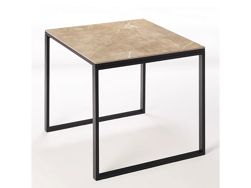 Mesa Cerámica Smart Noce 90x90x75cm Negra, apta para interior y exterior, superficie porcelánica y estructura de acero SmarTile