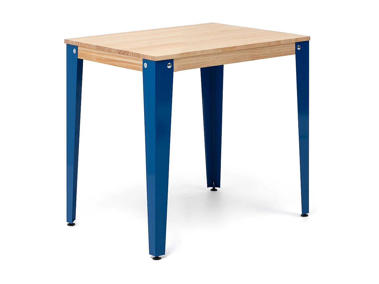 Table Salle à Manger Lunds  70x70x75cm  Bleu-Naturel. Box Furniture