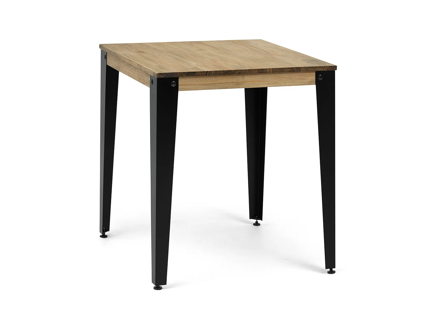 Lunds Quadratischer Esstisch 70x70x75cm  Schwarz, Massives Kiefernholz mit Antik-Effekt- Finish, Industriestil, Box Furniture