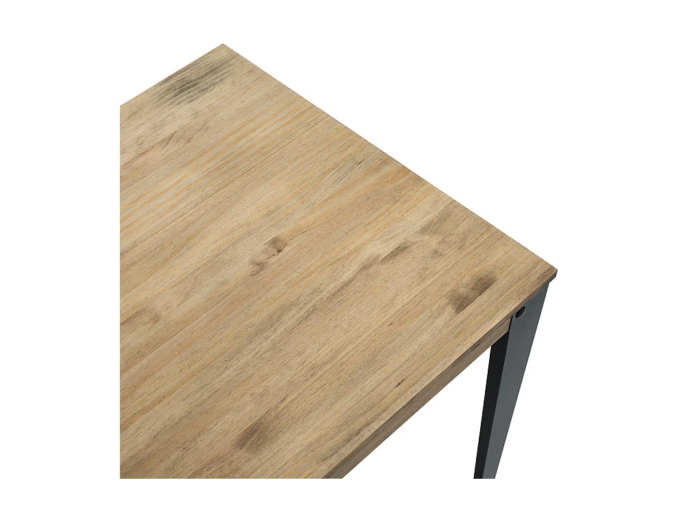 Lunds Quadratischer Esstisch 70x70x75cm  Schwarz, Massives Kiefernholz mit Antik-Effekt- Finish, Industriestil, Box Furniture