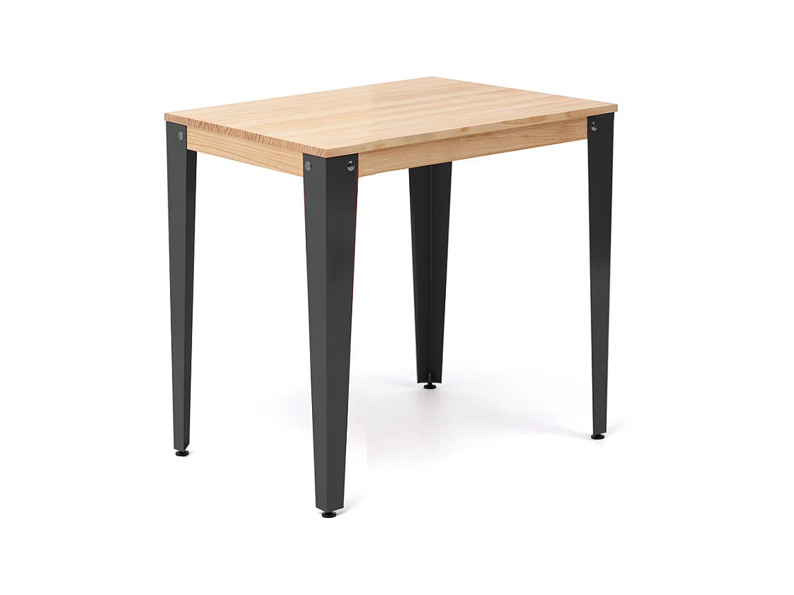 Table Salle à Manger Lunds  80x80x75cm  Noir-Naturel. Box Furniture