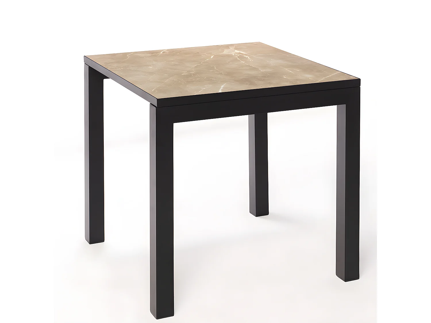 Mesa Cerámica Luxury Noce 90x90x75cm Negra, apta para interior y exterior, superficie porcelánica y estructura de acero SmarTile