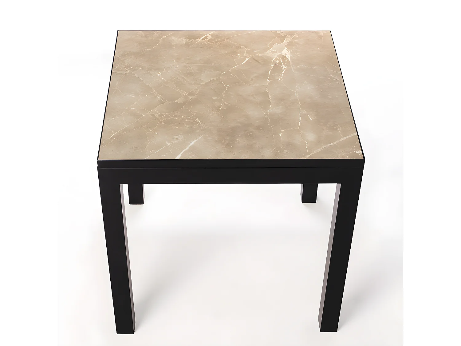 Mesa Cerámica Luxury Noce 90x90x75cm Negra, apta para interior y exterior, superficie porcelánica y estructura de acero SmarTile