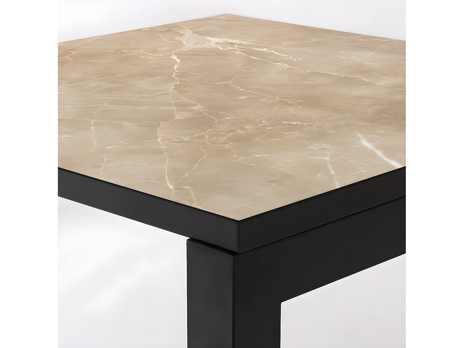 Mesa Cerámica Luxury Noce 90x90x75cm Negra, apta para interior y exterior, superficie porcelánica y estructura de acero SmarTile
