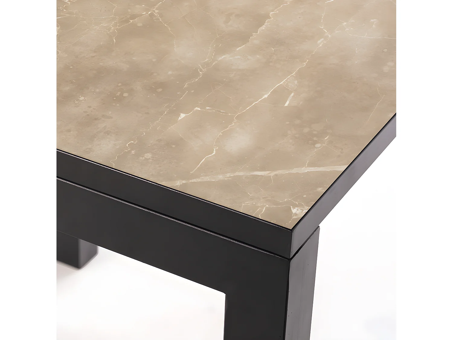 Mesa Cerámica Luxury Noce 90x90x75cm Negra, apta para interior y exterior, superficie porcelánica y estructura de acero SmarTile