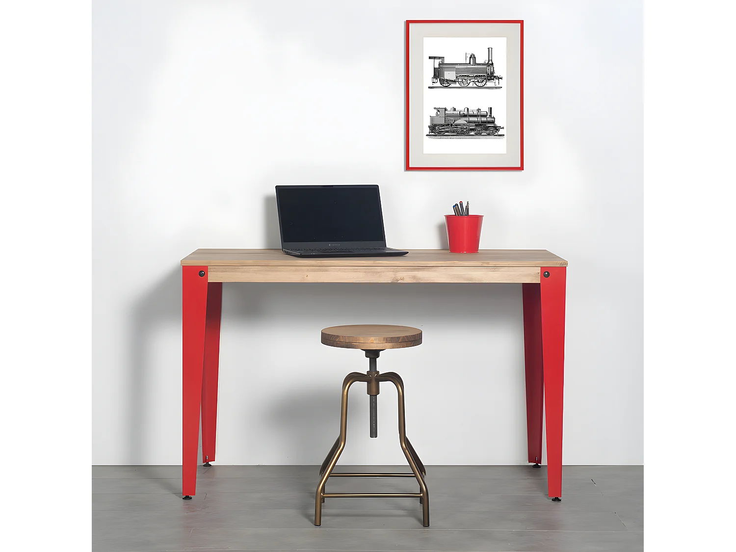 Table bureau Lunds  110x60x75cm  Rouge-Effect Vintage. Box Furniture