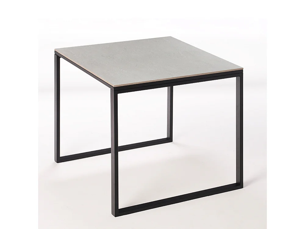 Table ceramique Smart White Almond 75x75x75cm Noir, adaptée pour intérieur et exteriéur, surface porcelanique et structure en acier SmarTile