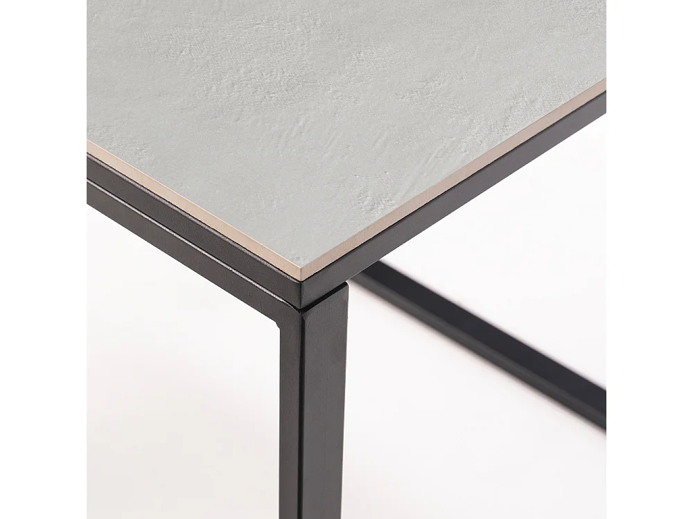 Table ceramique Smart White Almond 75x75x75cm Noir, adaptée pour intérieur et exteriéur, surface porcelanique et structure en acier SmarTile