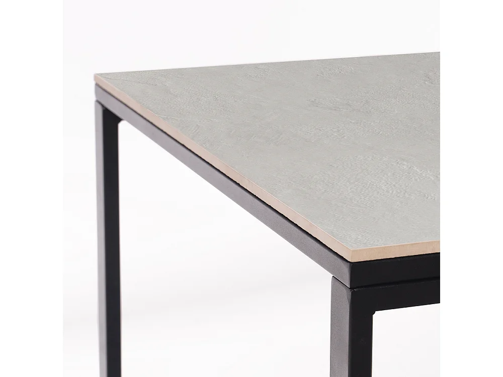 Table ceramique Smart White Almond 75x75x75cm Noir, adaptée pour intérieur et exteriéur, surface porcelanique et structure en acier SmarTile