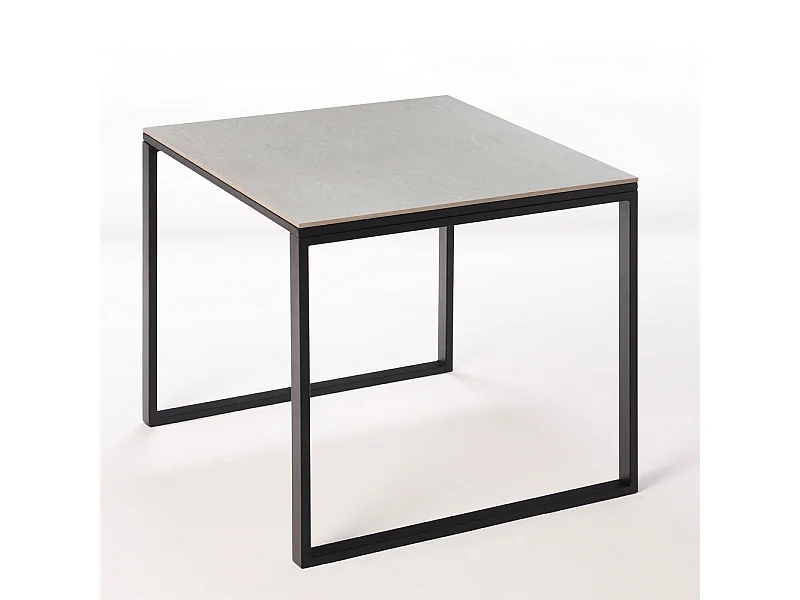 Table ceramique Smart White Almond 75x75x75cm Noir, adaptée pour intérieur et exteriéur, surface porcelanique et structure en acier SmarTile