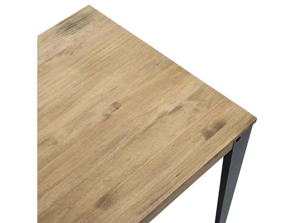 Lunds Quadratischer Esstisch 59x59x75cm  Schwarz, Massives Kiefernholz mit Antik-Effekt- Finish, Industriestil, Box Furniture