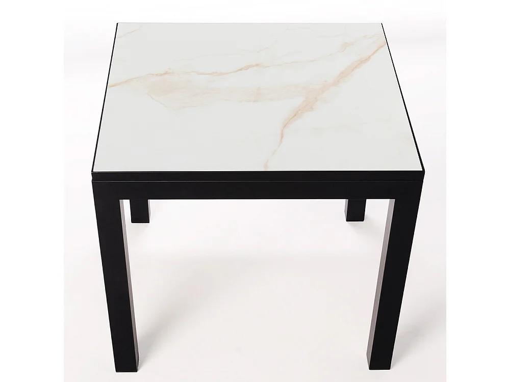 Table ceramique Luxury Gold 75x75x75cm Noir, adaptée pour intérieur et exteriéur, surface porcelanique et structure en acier SmarTile