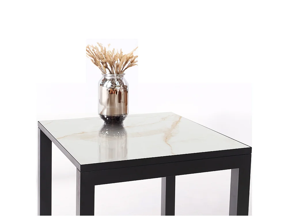 Table ceramique Luxury Gold 75x75x75cm Noir, adaptée pour intérieur et exteriéur, surface porcelanique et structure en acier SmarTile
