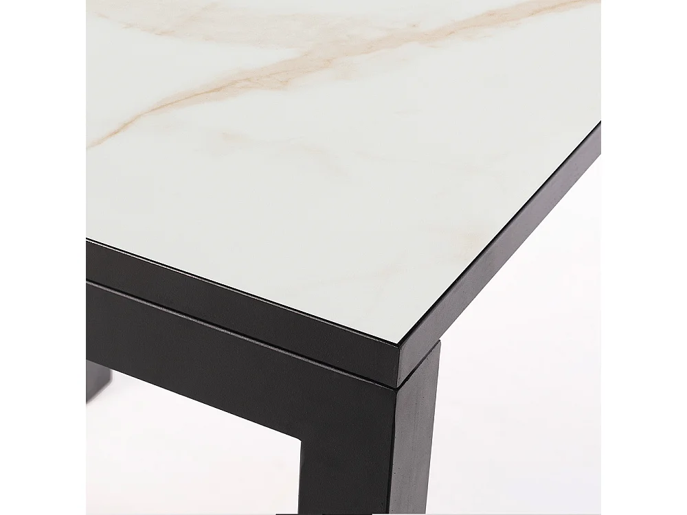 Table ceramique Luxury Gold 75x75x75cm Noir, adaptée pour intérieur et exteriéur, surface porcelanique et structure en acier SmarTile